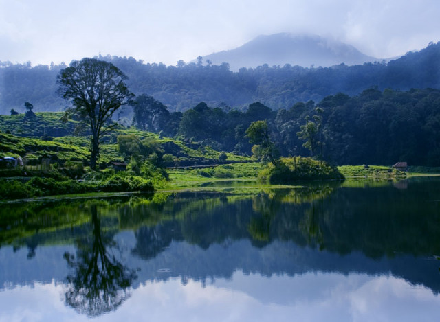 Natural mirror in cold morning