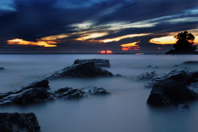 sunset on my rocky beach