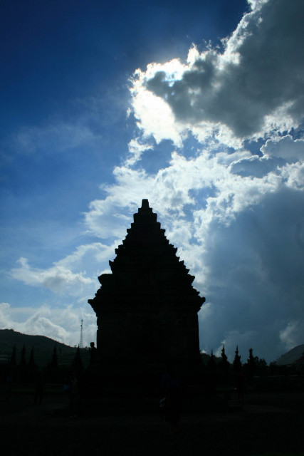 Dramatic clouds over the Dieng temple